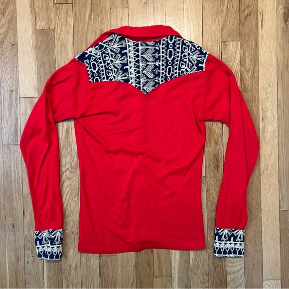 Vintage Dagger Shirt Mens Small Western Pearl Button Up Red - Picture 5 of 8